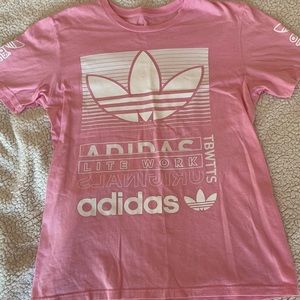 Pink and white Adidas tee shirt